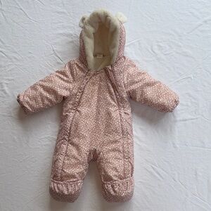 H&M Pink Baby Snowsuit with White Dots